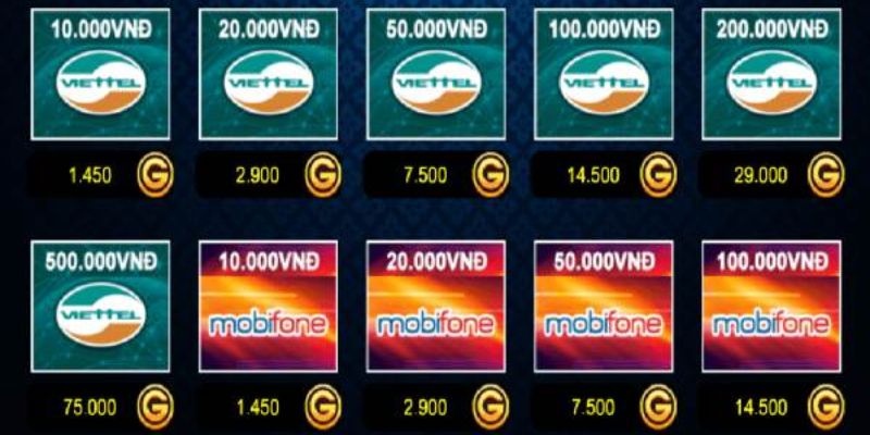 Đổi mệnh giá thẻ cào bằng Gold trong game